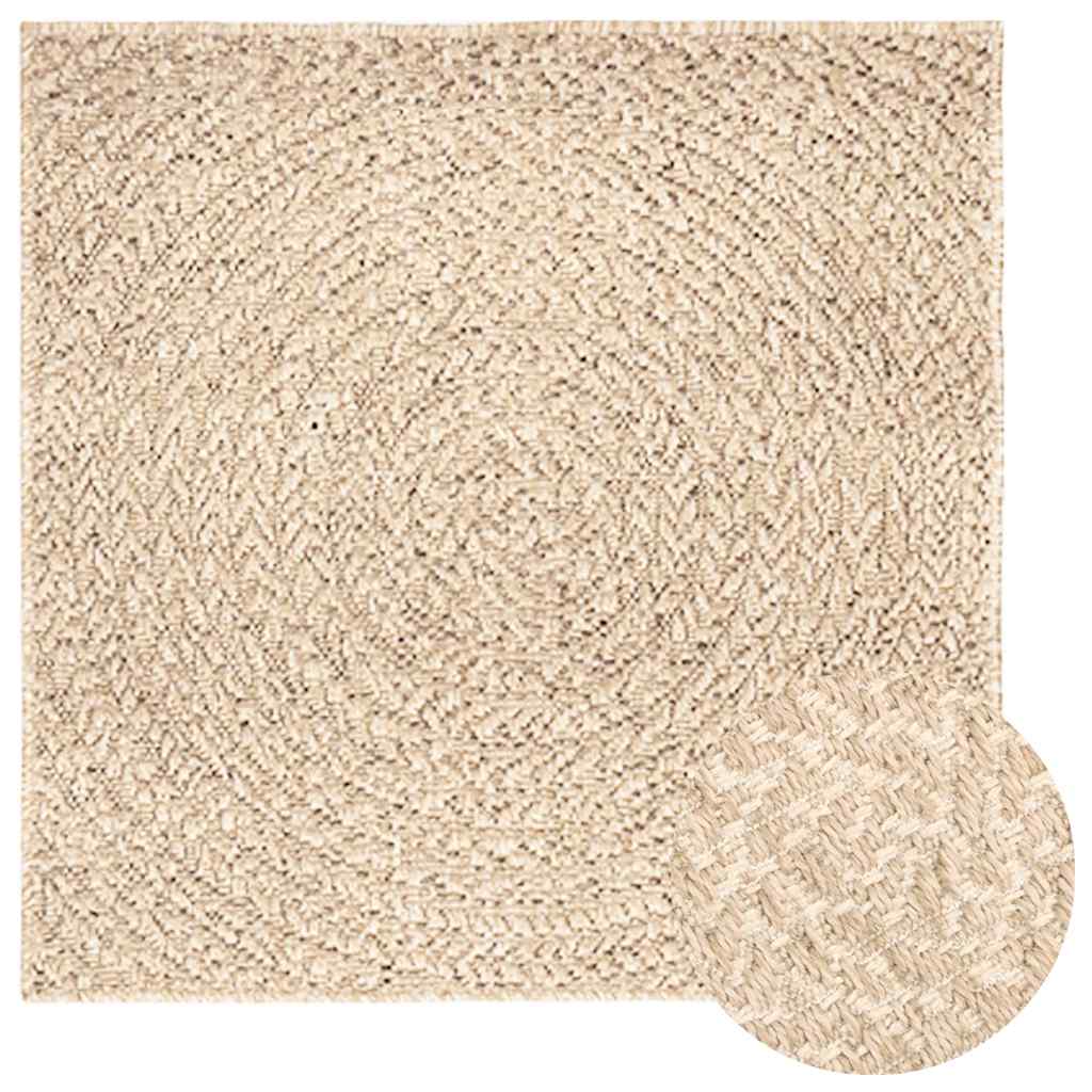 vidaXL Rug ZIZUR Beige 120x120 cm Jute Look Indoor and Outdoor 3