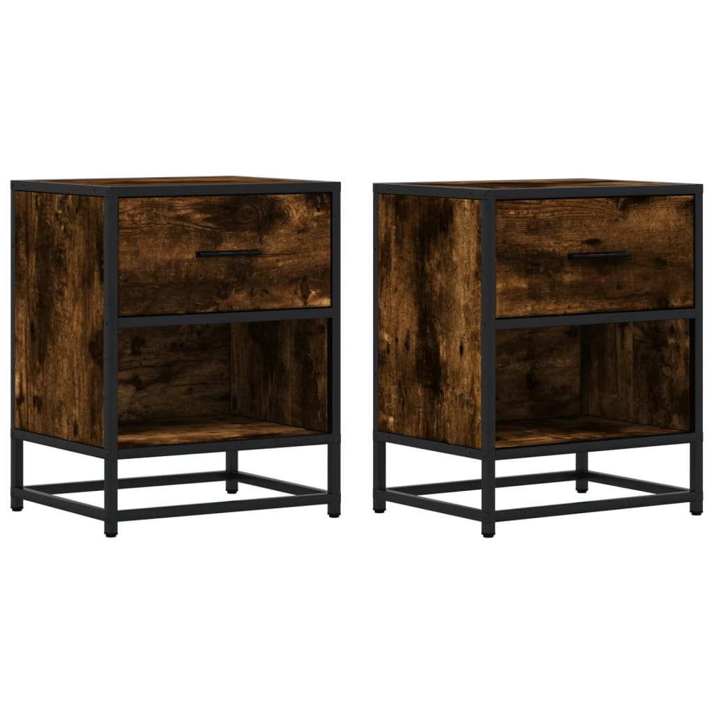 vidaXL Bedside Cabinets 2 pcs Smoked Oak 40x31x50 cm Engineered Wood 2