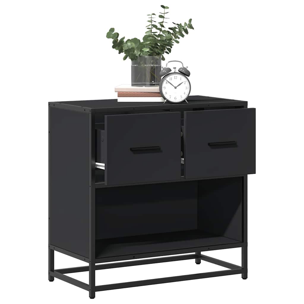 vidaXL Bedside Cabinet Black 60x31x60 cm Engineered Wood and Metal 1
