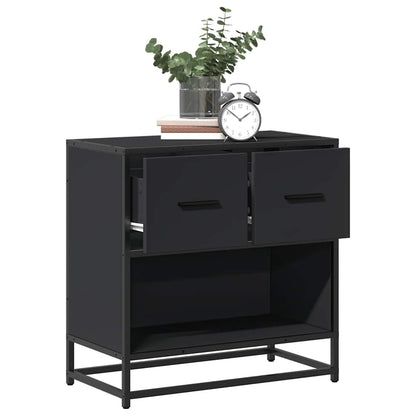vidaXL Bedside Cabinet Black 60x31x60 cm Engineered Wood and Metal 1