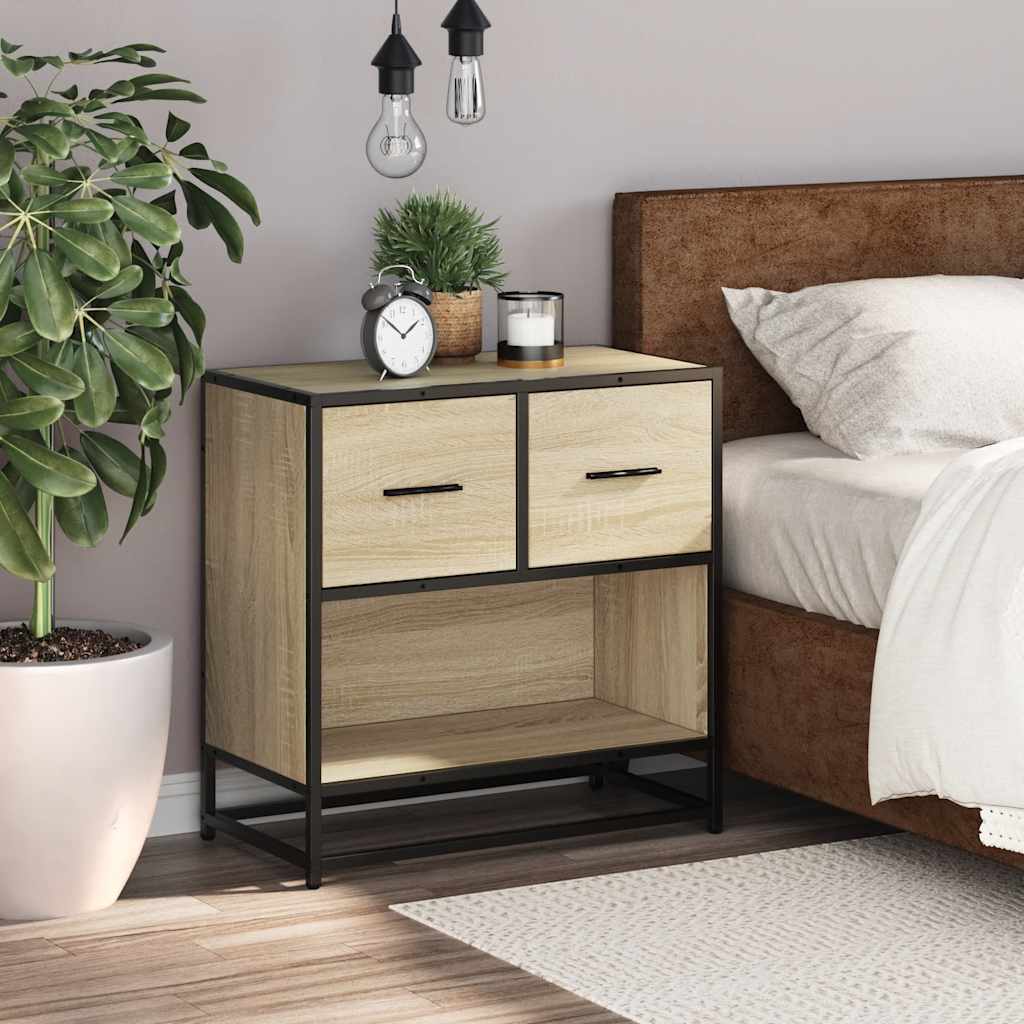vidaXL Bedside Cabinet Sonoma Oak 60x31x60 cm Engineered Wood and Metal 3