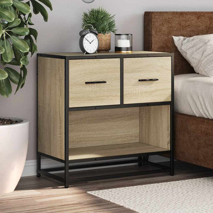 vidaXL Bedside Cabinet Sonoma Oak 60x31x60 cm Engineered Wood and Metal 4