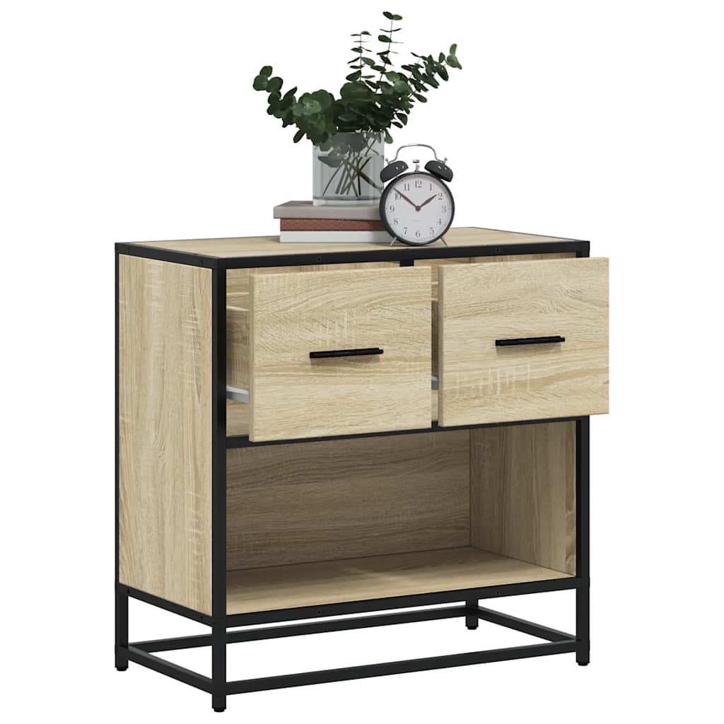 vidaXL Bedside Cabinet Sonoma Oak 60x31x60 cm Engineered Wood and Metal 1