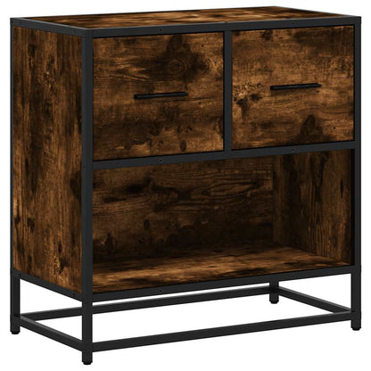 vidaXL Bedside Cabinet Smoked Oak 60x31x60 cm Engineered Wood and Metal 2
