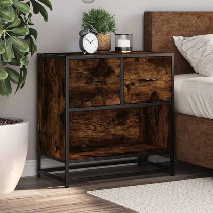 vidaXL Bedside Cabinet Smoked Oak 60x31x60 cm Engineered Wood and Metal 4