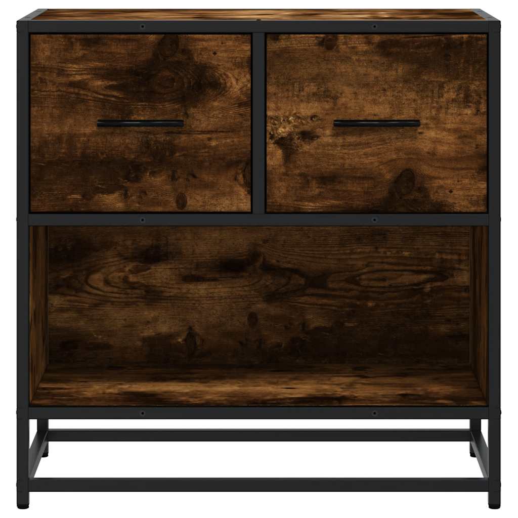 vidaXL Bedside Cabinet Smoked Oak 60x31x60 cm Engineered Wood and Metal 5