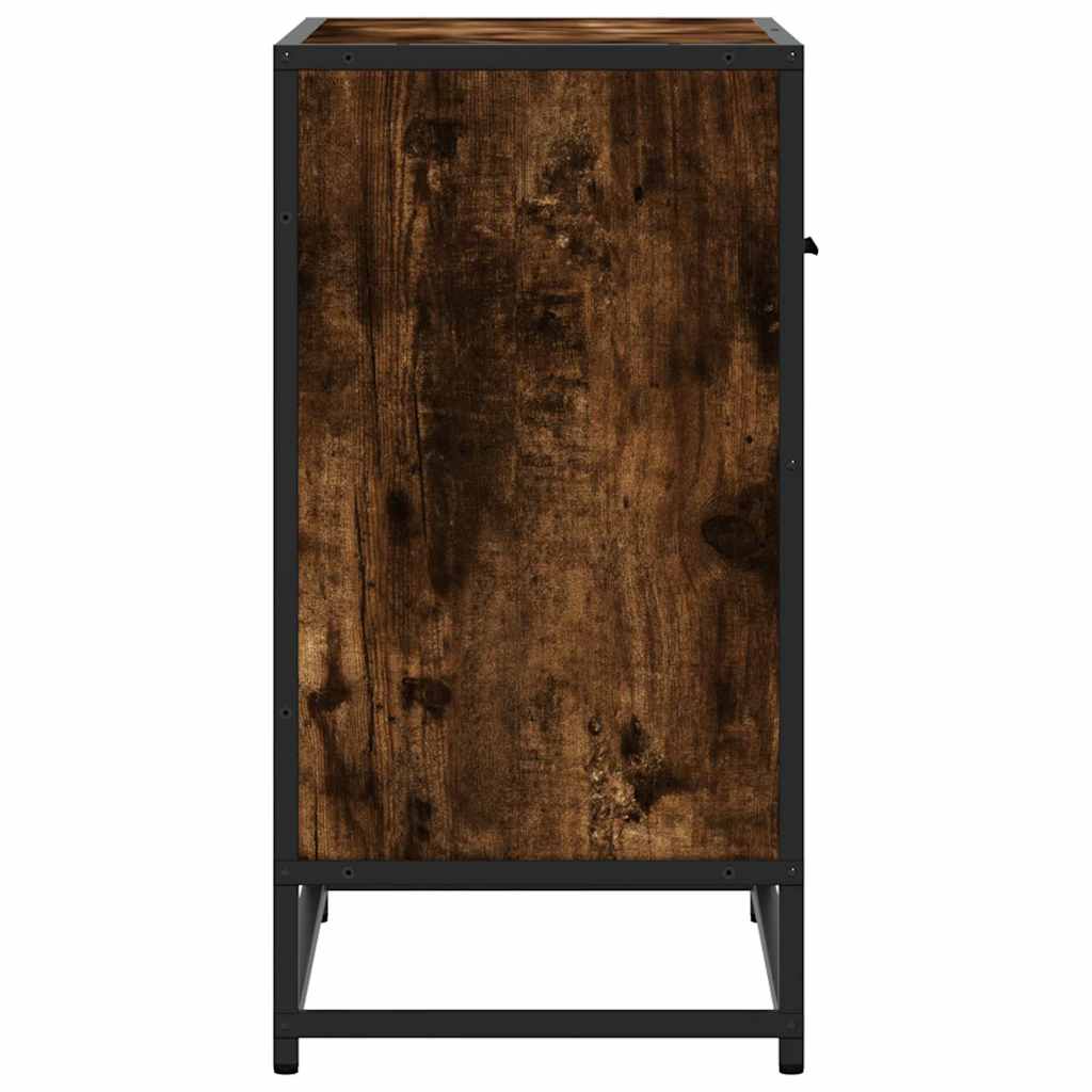 vidaXL Bedside Cabinet Smoked Oak 60x31x60 cm Engineered Wood and Metal 6