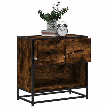 vidaXL Bedside Cabinet Smoked Oak 60x31x60 cm Engineered Wood and Metal 1