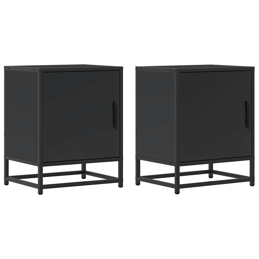 vidaXL Bedside Cabinets 2 pcs Black 40x31x50 cm Engineered Wood and Metal 2