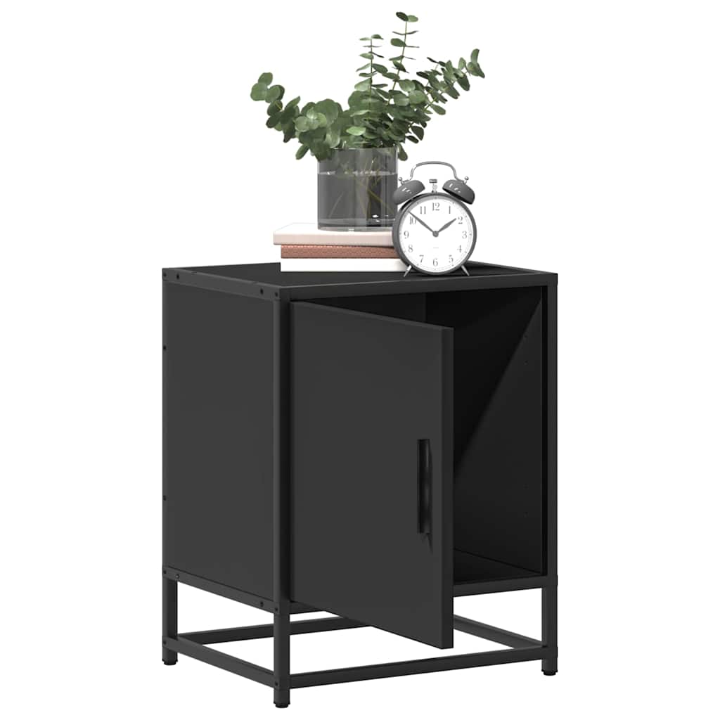 vidaXL Bedside Cabinets 2 pcs Black 40x31x50 cm Engineered Wood and Metal 4