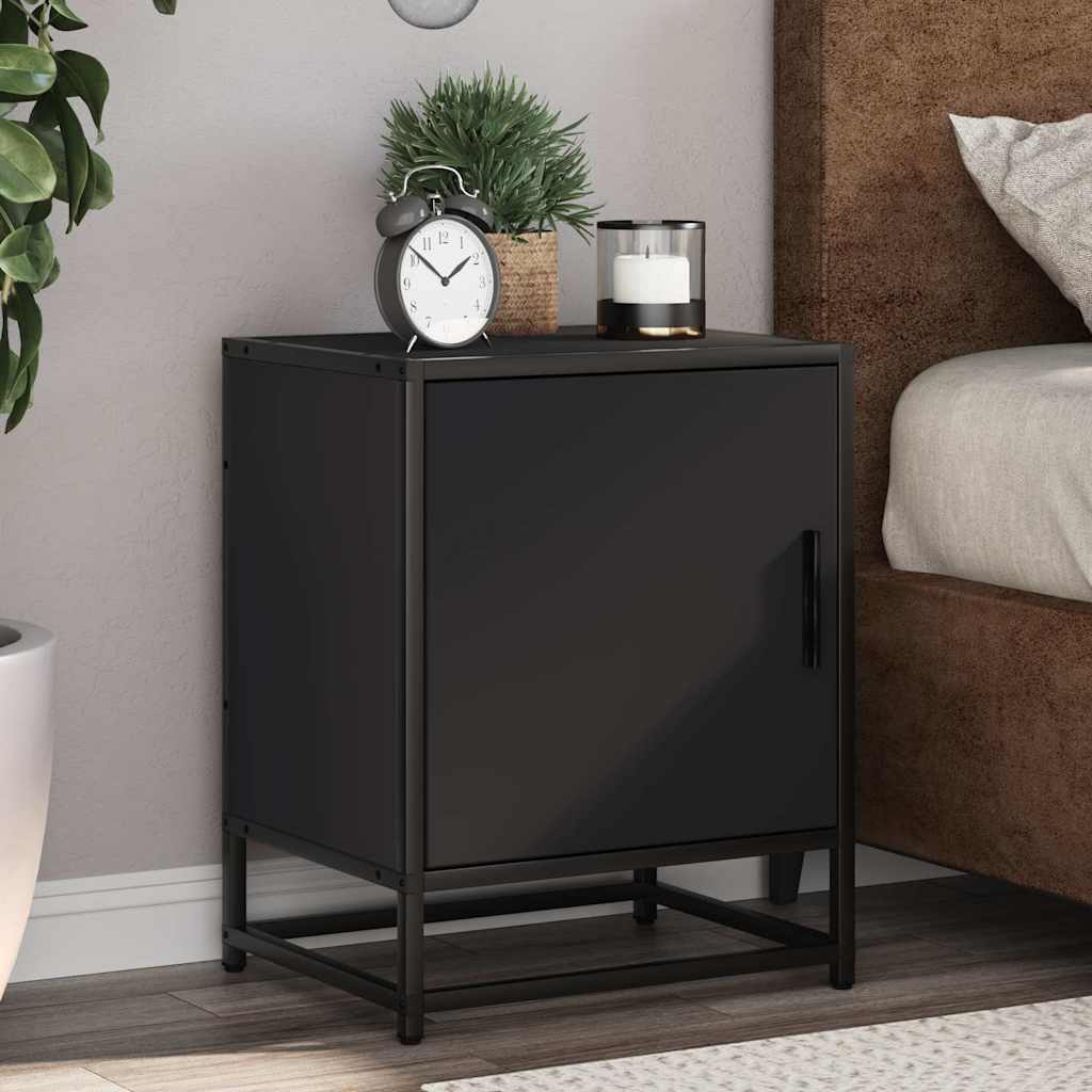 vidaXL Bedside Cabinets 2 pcs Black 40x31x50 cm Engineered Wood and Metal 1