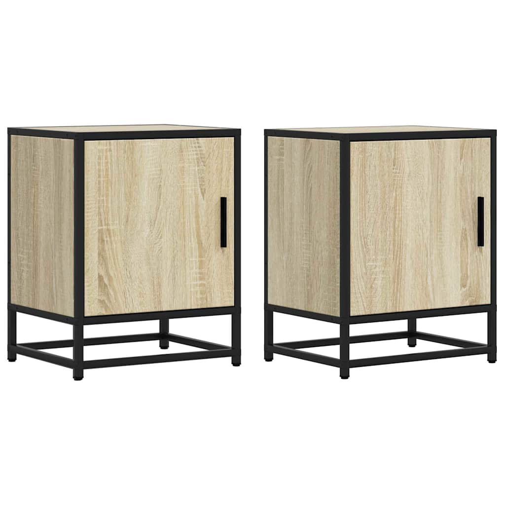 vidaXL Bedside Cabinets 2 pcs Sonoma Oak 40x31x50 cm Engineered Wood and Metal 2