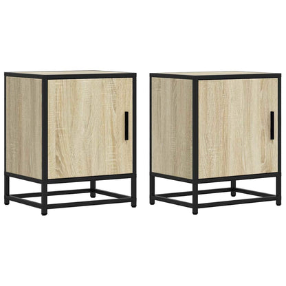 vidaXL Bedside Cabinets 2 pcs Sonoma Oak 40x31x50 cm Engineered Wood and Metal 2