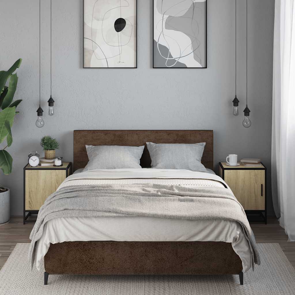vidaXL Bedside Cabinets 2 pcs Sonoma Oak 40x31x50 cm Engineered Wood and Metal 3