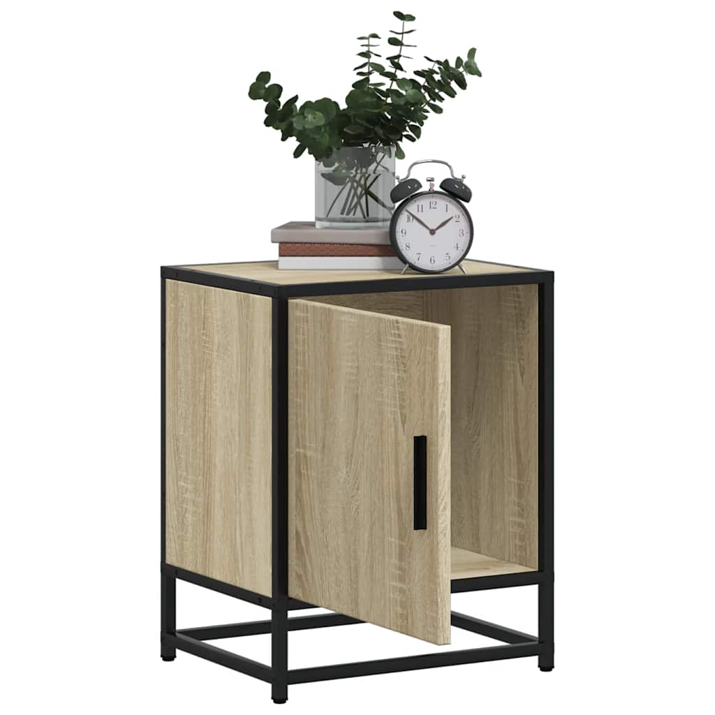 vidaXL Bedside Cabinets 2 pcs Sonoma Oak 40x31x50 cm Engineered Wood and Metal 4
