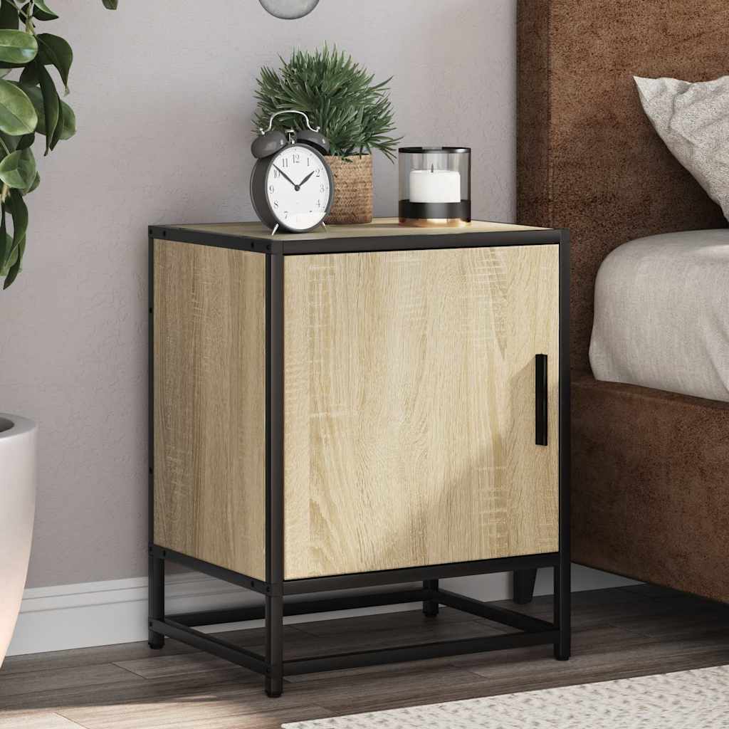 vidaXL Bedside Cabinets 2 pcs Sonoma Oak 40x31x50 cm Engineered Wood and Metal 1