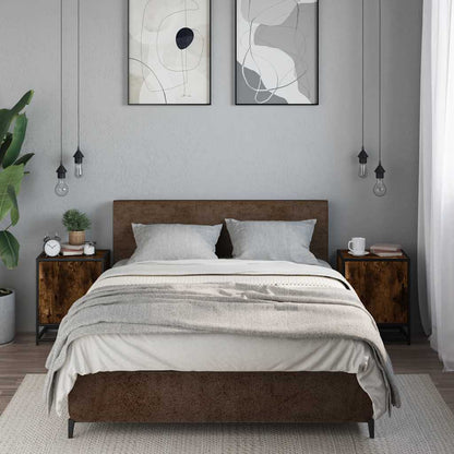 vidaXL Bedside Cabinets 2 pcs Smoked Oak 40x31x50 cm Engineered Wood and Metal 3