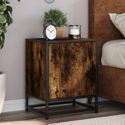 vidaXL Bedside Cabinets 2 pcs Smoked Oak 40x31x50 cm Engineered Wood and Metal 1