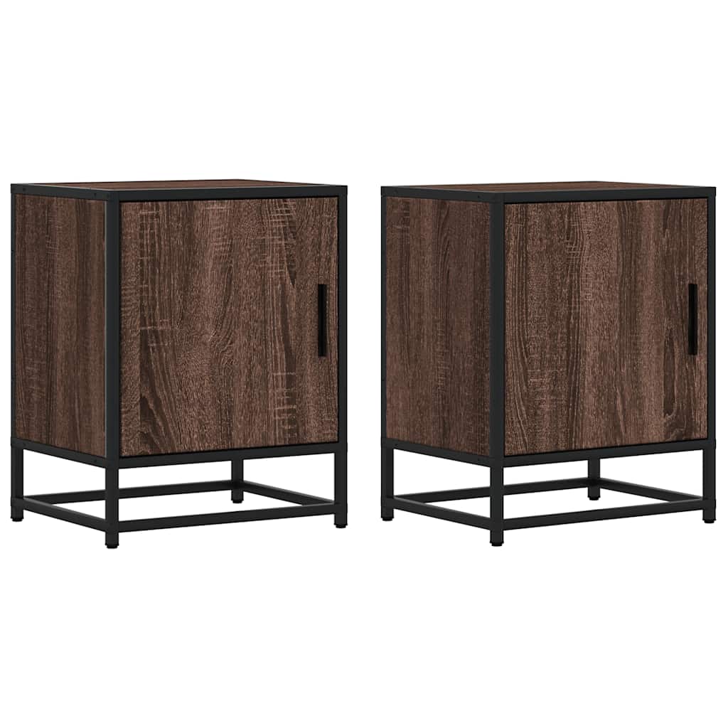 vidaXL Bedside Cabinets 2 pcs Brown Oak 40x31x50 cm Engineered Wood and Metal 2