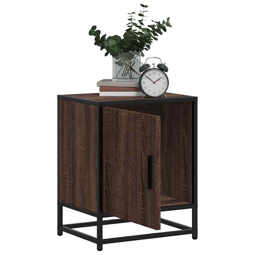 vidaXL Bedside Cabinets 2 pcs Brown Oak 40x31x50 cm Engineered Wood and Metal 4