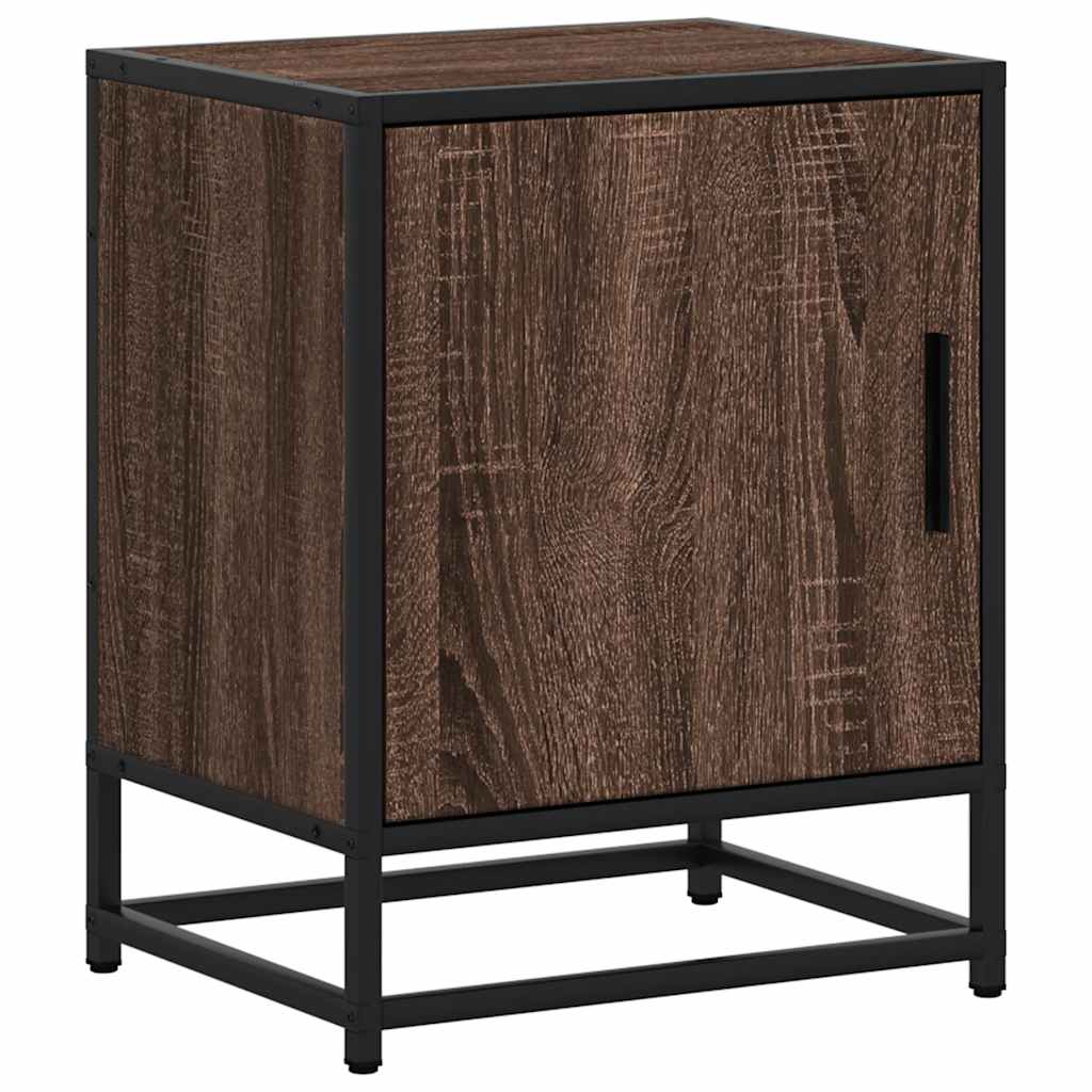vidaXL Bedside Cabinets 2 pcs Brown Oak 40x31x50 cm Engineered Wood and Metal 6