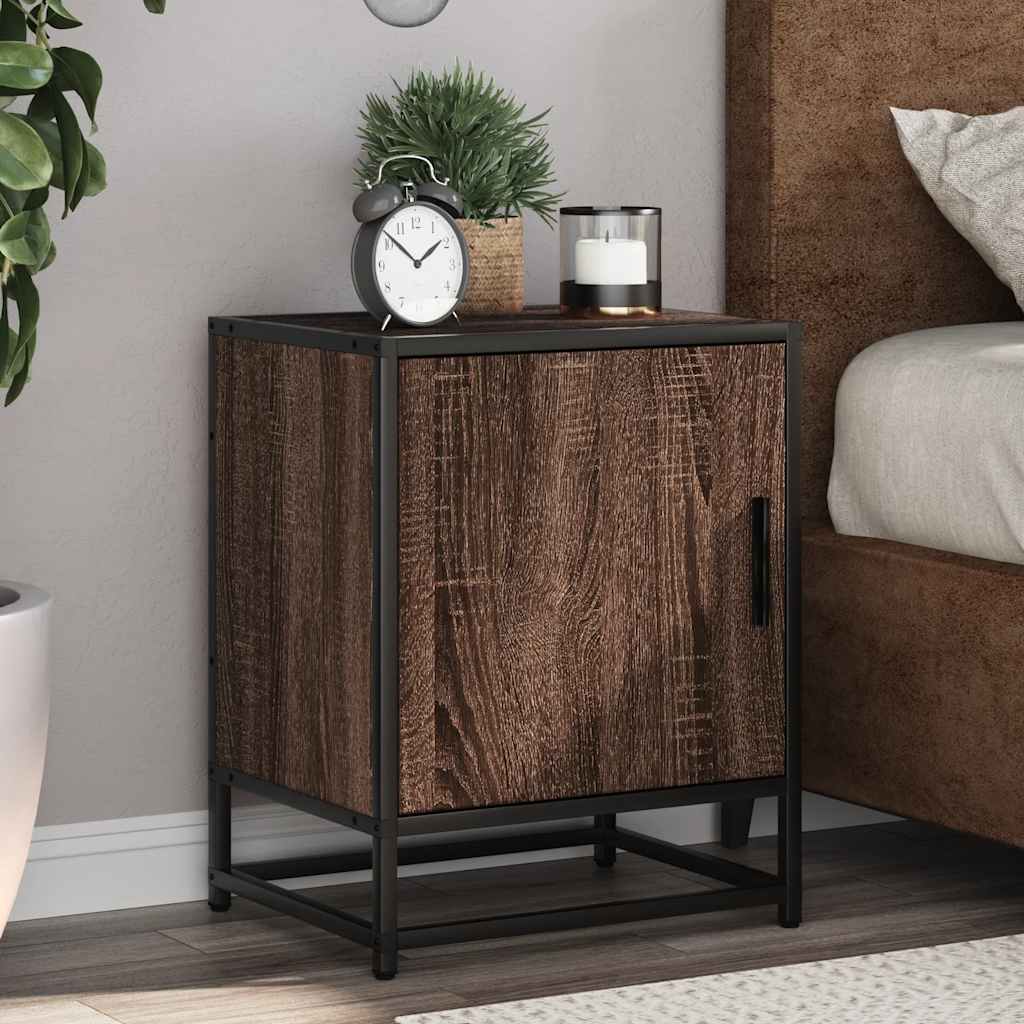 vidaXL Bedside Cabinets 2 pcs Brown Oak 40x31x50 cm Engineered Wood and Metal 1