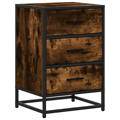 vidaXL Bedside Cabinet Smoked Oak 40x34.5x60 cm Engineered Wood and Metal 2