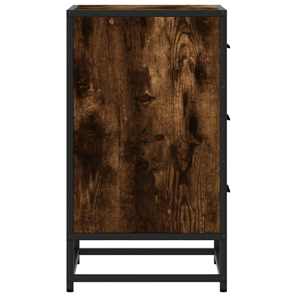 vidaXL Bedside Cabinet Smoked Oak 40x34.5x60 cm Engineered Wood and Metal 6