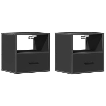vidaXL Wall-mounted Bedside Cabinets 2 pcs Black 40x31x39.5 cm 2
