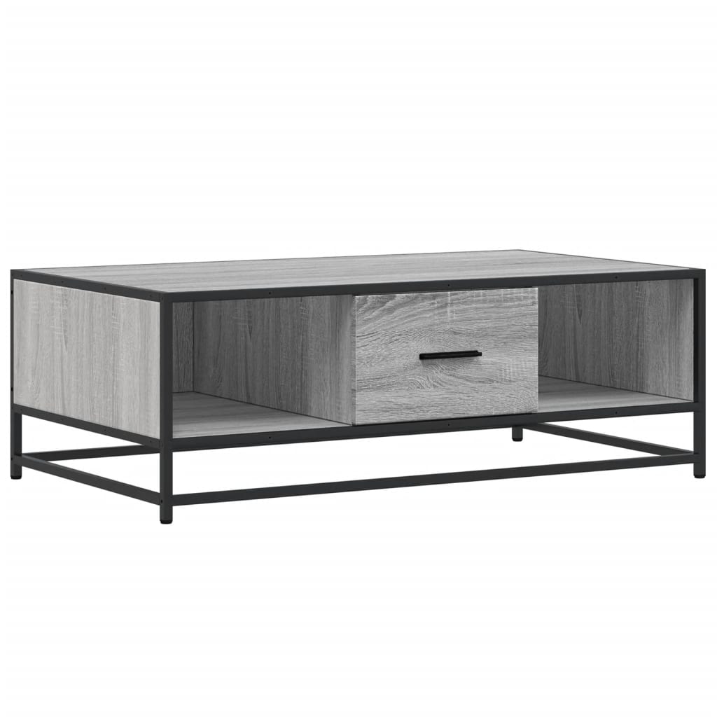 vidaXL Coffee Table Grey Sonoma 100x57x35 cm Engineered Wood and Metal 2
