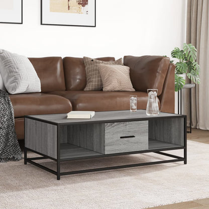 vidaXL Coffee Table Grey Sonoma 100x57x35 cm Engineered Wood and Metal 3