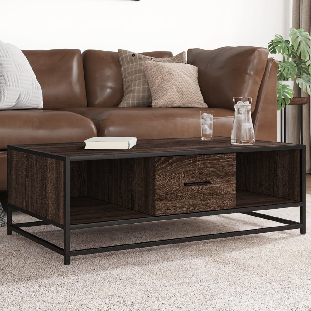 vidaXL Coffee Table Brown Oak 100x57x35 cm Engineered Wood and Metal 1
