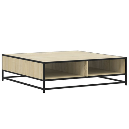 vidaXL Coffee Table Sonoma Oak 100x100x30 cm Engineered Wood and Metal 2