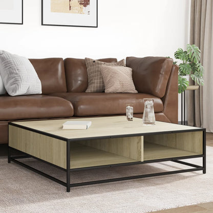 vidaXL Coffee Table Sonoma Oak 100x100x30 cm Engineered Wood and Metal 3