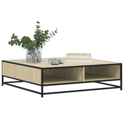 vidaXL Coffee Table Sonoma Oak 100x100x30 cm Engineered Wood and Metal 4