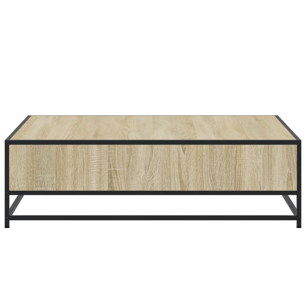 vidaXL Coffee Table Sonoma Oak 100x100x30 cm Engineered Wood and Metal 6