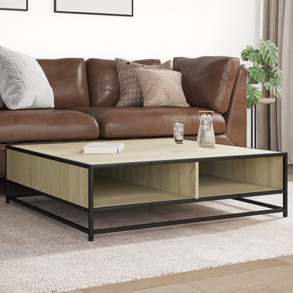 vidaXL Coffee Table Sonoma Oak 100x100x30 cm Engineered Wood and Metal 1