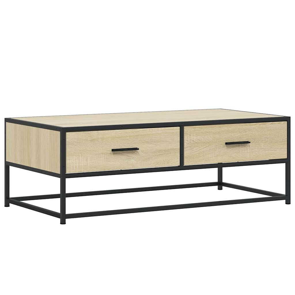 vidaXL Coffee Table Sonoma Oak 100x50x35 cm Engineered Wood and Metal 2