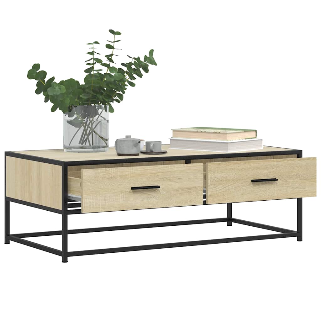 vidaXL Coffee Table Sonoma Oak 100x50x35 cm Engineered Wood and Metal 4
