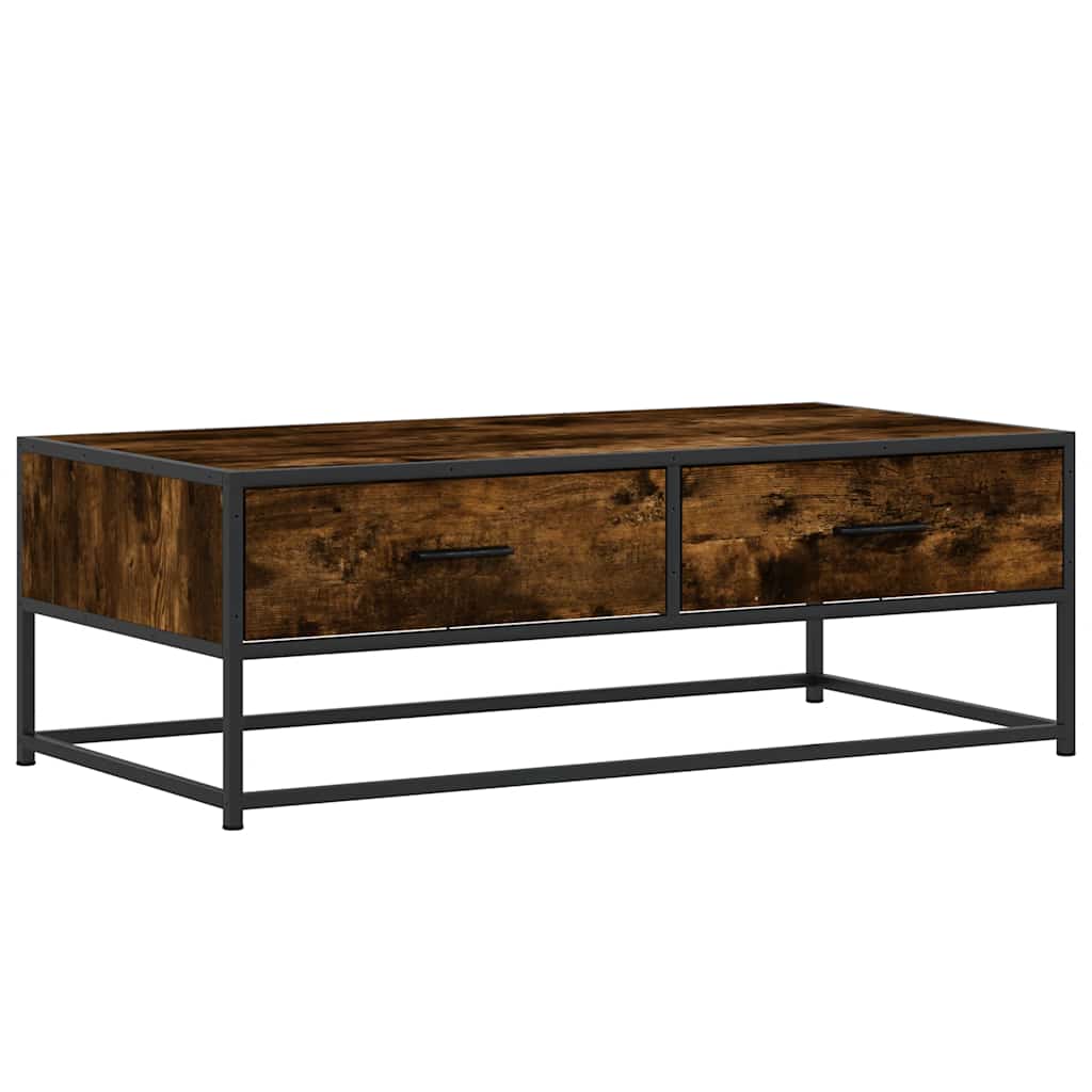 vidaXL Coffee Table Smoked Oak 100x50x35 cm Engineered Wood and Metal 2