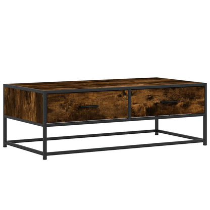 vidaXL Coffee Table Smoked Oak 100x50x35 cm Engineered Wood and Metal 2