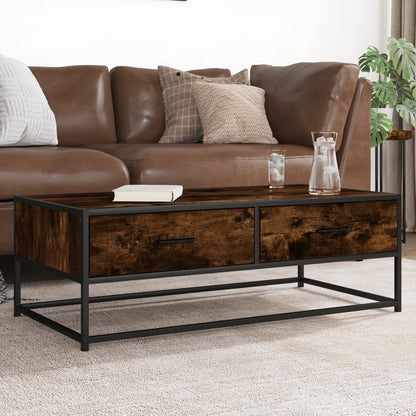 vidaXL Coffee Table Smoked Oak 100x50x35 cm Engineered Wood and Metal 1
