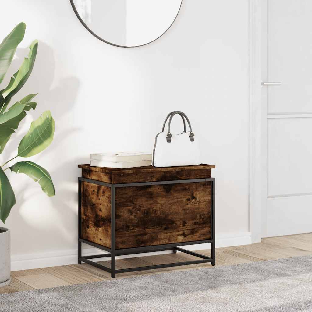 vidaXL Storage Box with Lid Smoked Oak 60x40x51.5 cm Engineered Wood 3