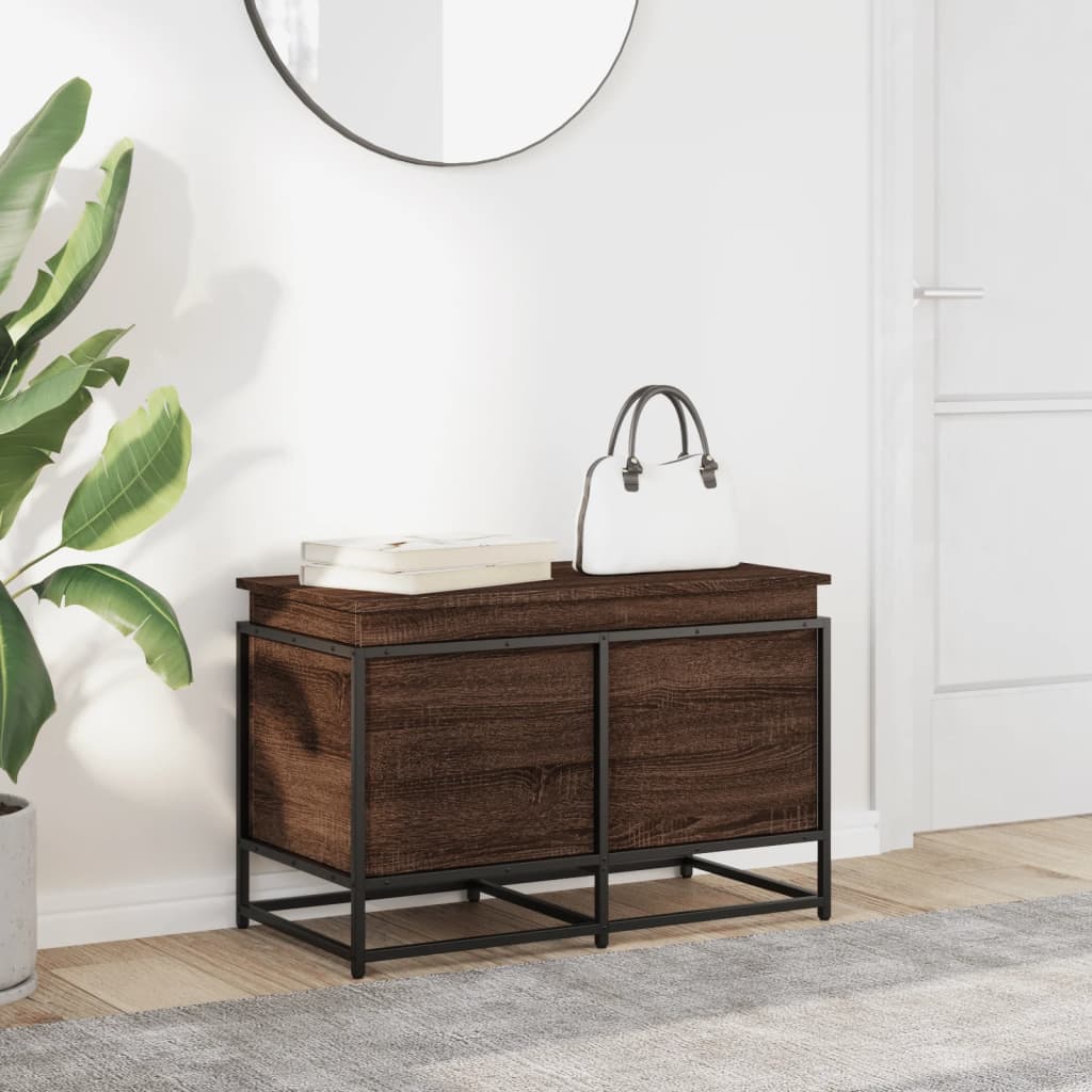 Storage Box with Lid 40x40x51,5 cm Engineered Wood Brown oak 80 x 40 x 51.5 cm