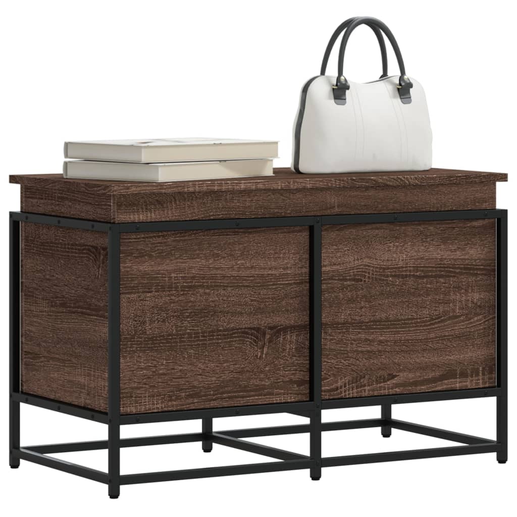 Storage Box with Lid 40x40x51,5 cm Engineered Wood Brown oak 80 x 40 x 51.5 cm
