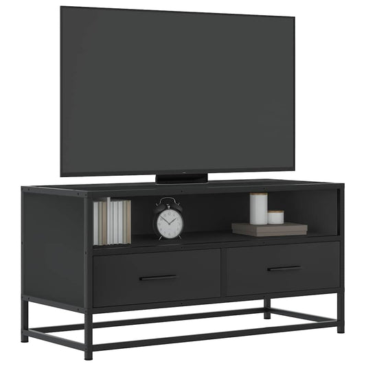 TV Cabinet 80x34,5x40 cm Engineered Wood and Metal Black 80 cm