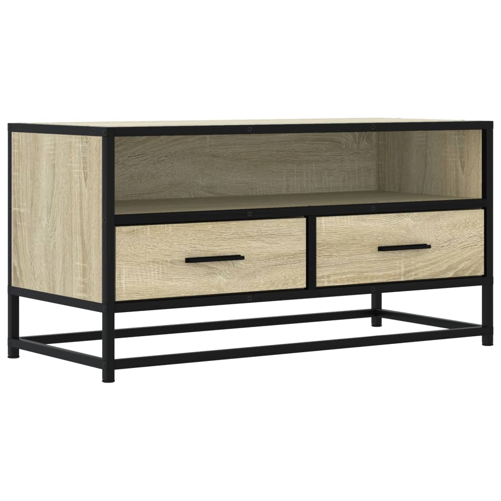 vidaXL TV Cabinet Sonoma Oak 80x34.5x40 cm Engineered Wood and Metal 2