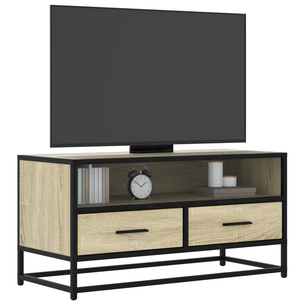 vidaXL TV Cabinet Sonoma Oak 80x34.5x40 cm Engineered Wood and Metal 1