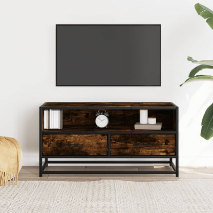 TV Cabinet 80x34,5x40 cm Engineered Wood and Metal Smoked oak 80 cm