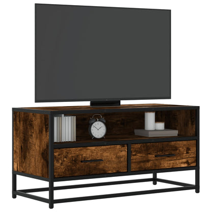 TV Cabinet 80x34,5x40 cm Engineered Wood and Metal Smoked oak 80 cm